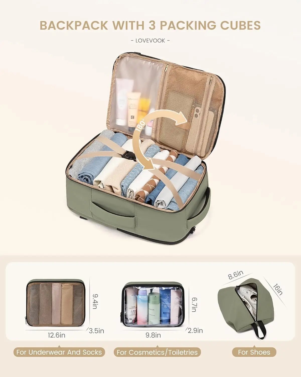 40L Travel Backpack Carry On, Airline Approved with Laptop Compartment & Packing Cubes - Image 4