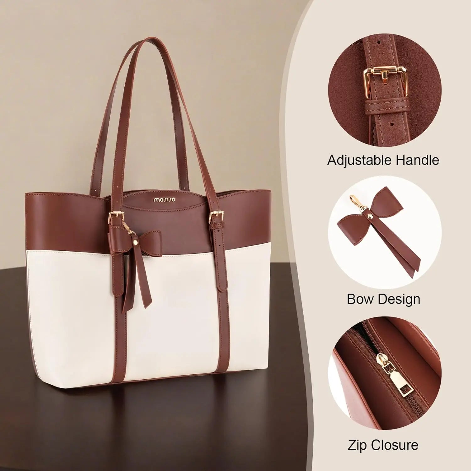 PU Leather Laptop Tote – Women’s Work Bag - Image 5