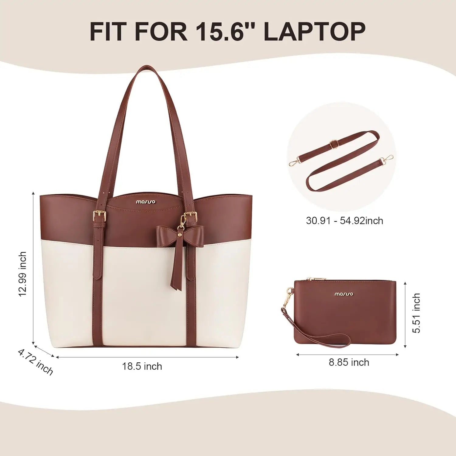 PU Leather Laptop Tote – Women’s Work Bag - Image 3