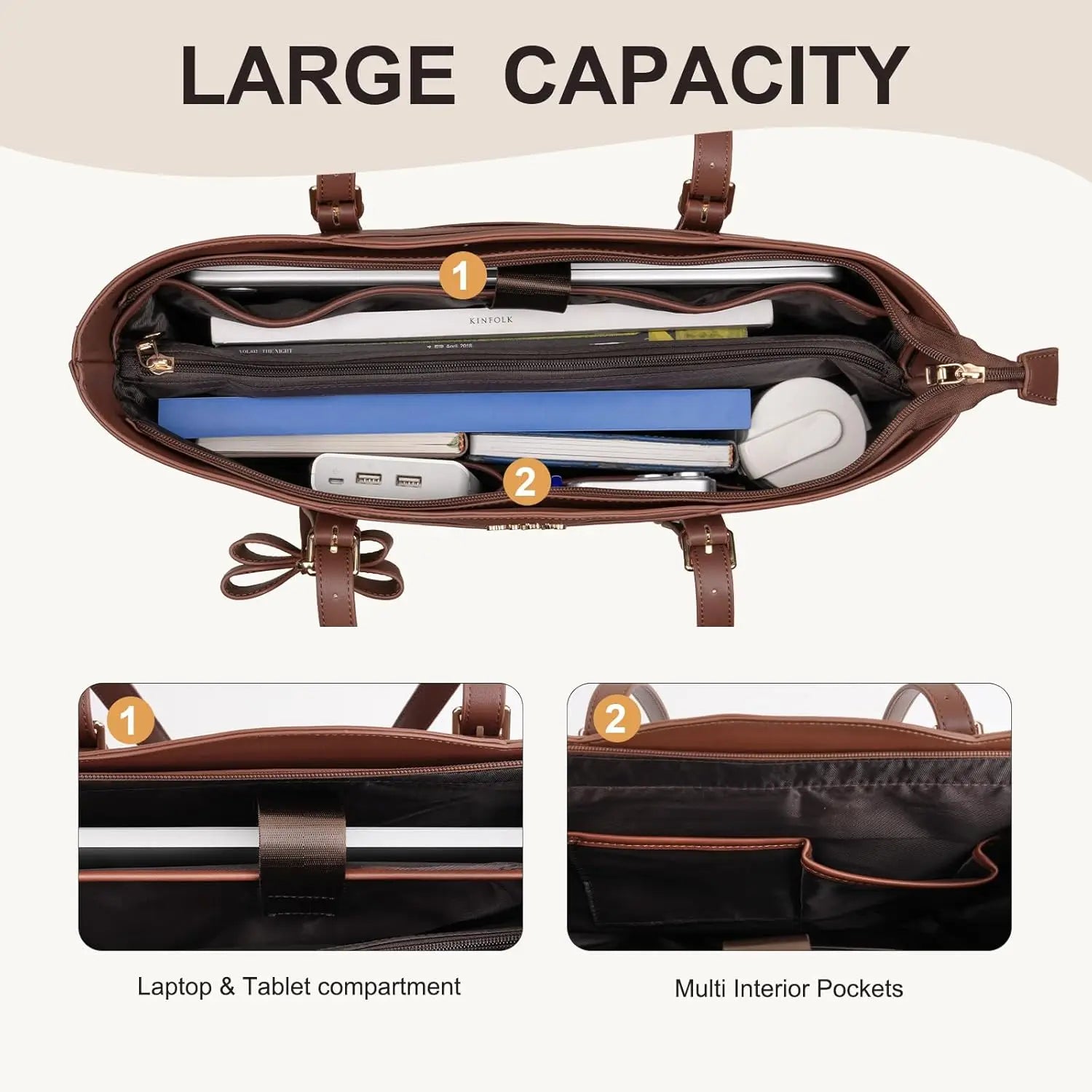 PU Leather Laptop Tote – Women’s Work Bag - Image 4